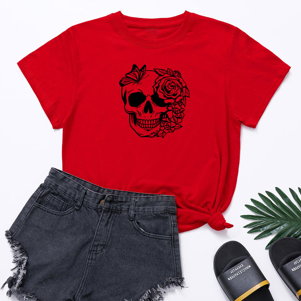 Women's Fashion Print Letter Short Sleeve Top