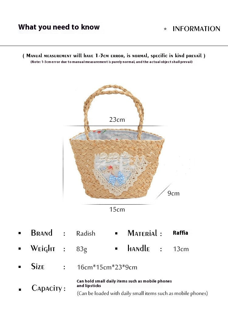 Spring And Summer Hand-woven Raffia Cartoon Vegetable Basket