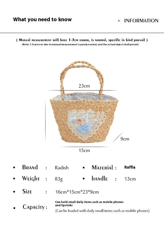 Spring And Summer Hand-woven Raffia Cartoon Vegetable Basket