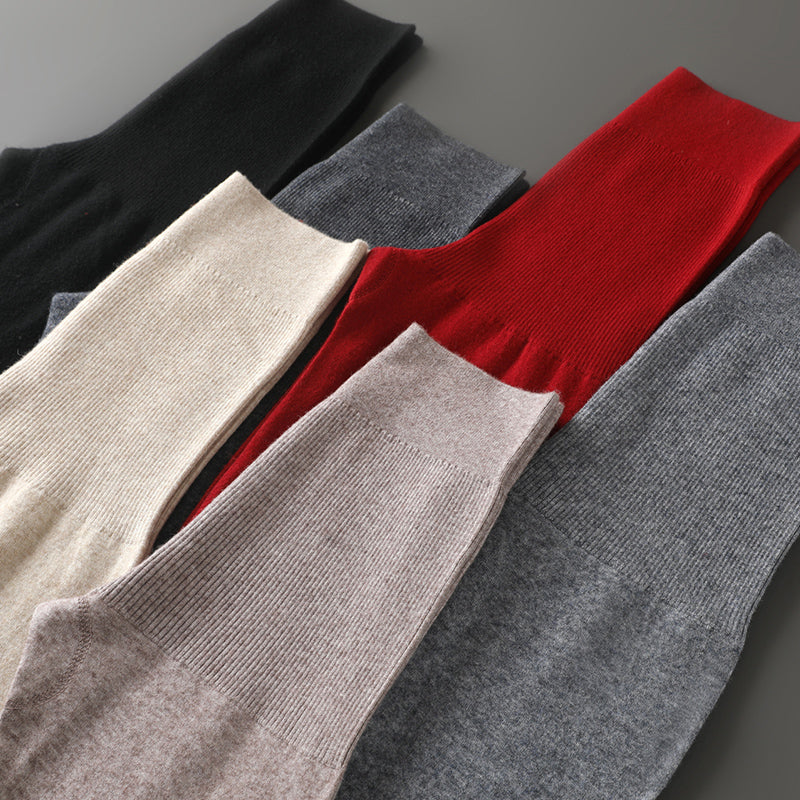 Efterårs- og vinter-dameuld-bukser varme ni-punkts leggings