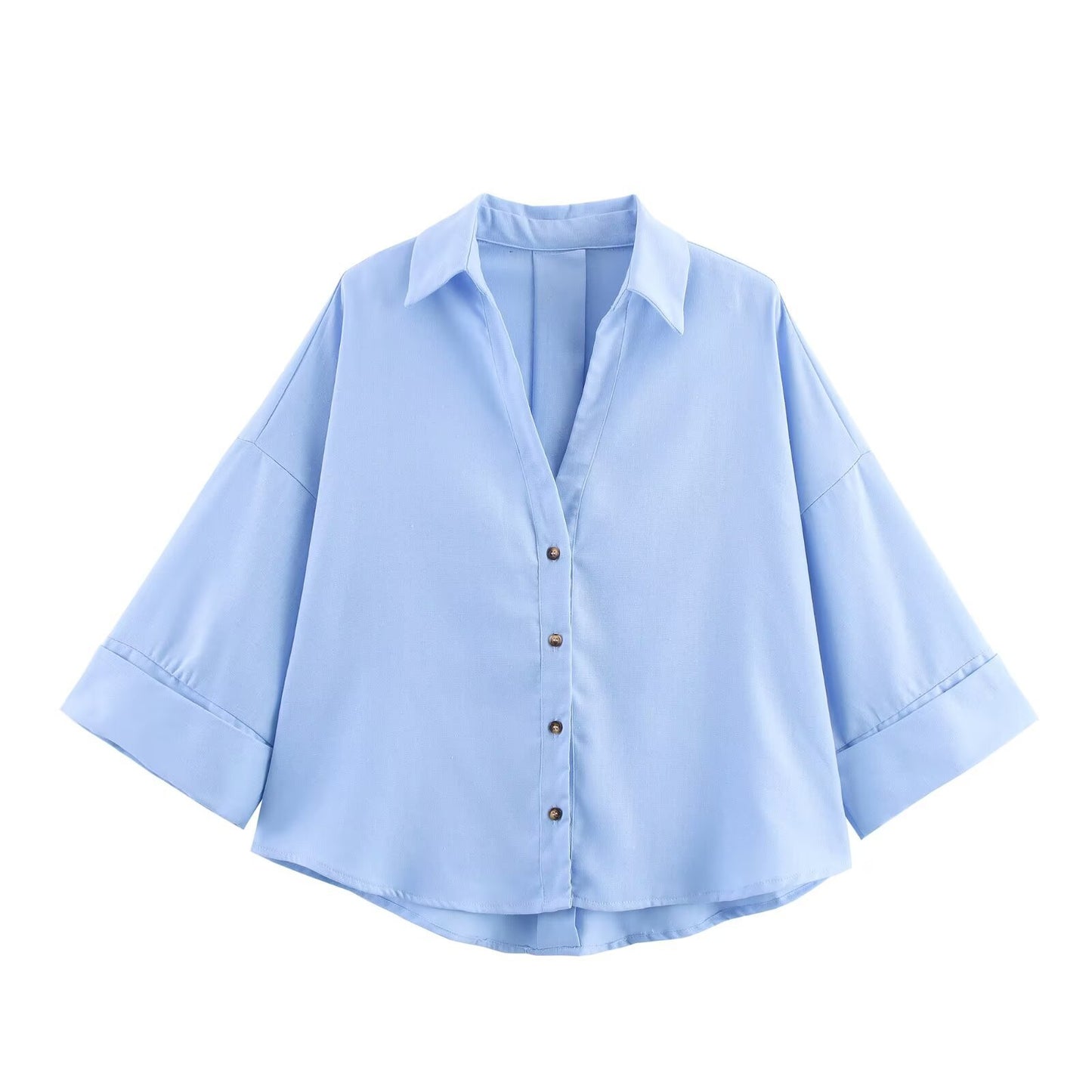 Women's Fashionable Slim-Fit Linen Multi-Color Striped Long-Sleeve Shirt