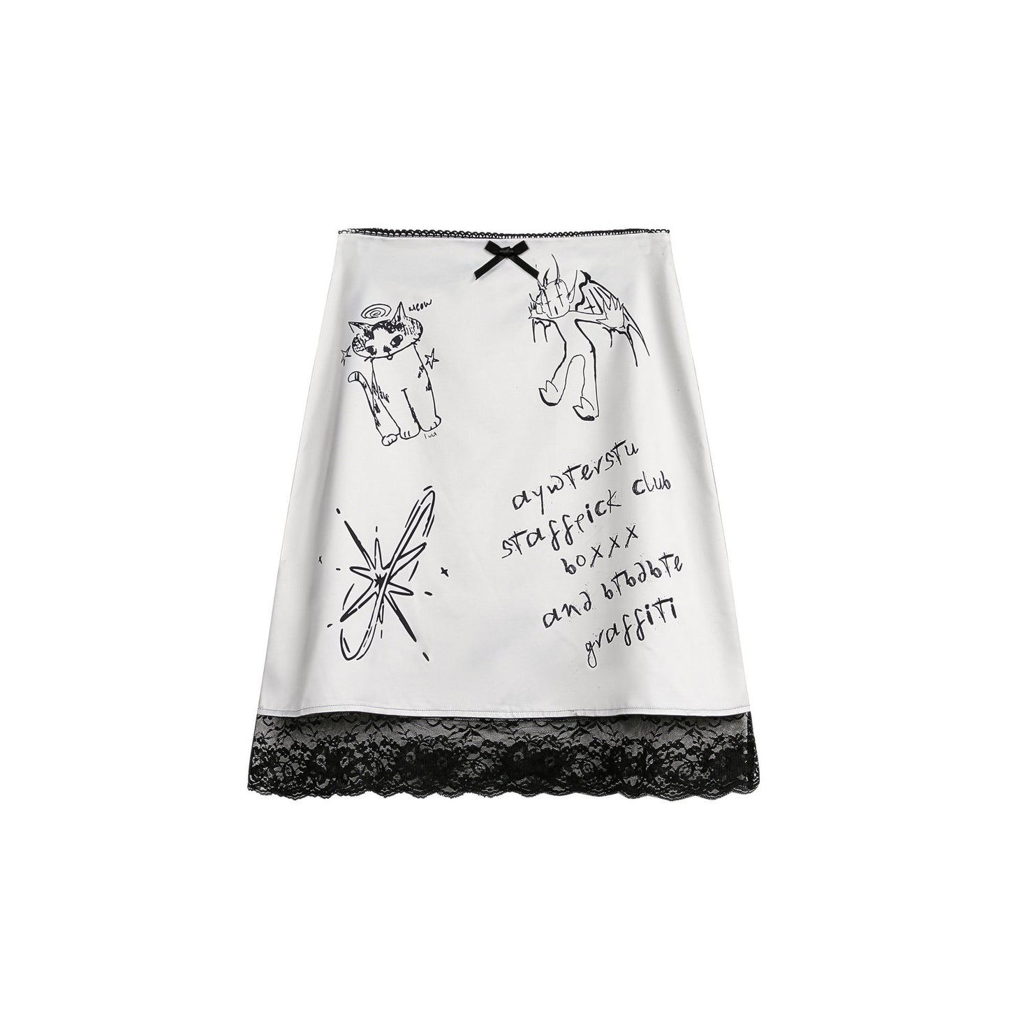 Women's Lace Stitching Lace Graffiti Skirt