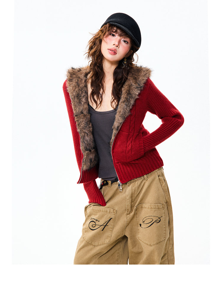 Fleece-lined American-style Hottie Slim-fit Short Coat Sweater
