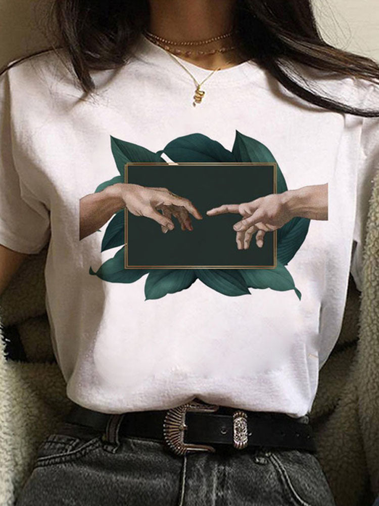 Europæisk og amerikansk alfabettryk kortærmet T-shirt
