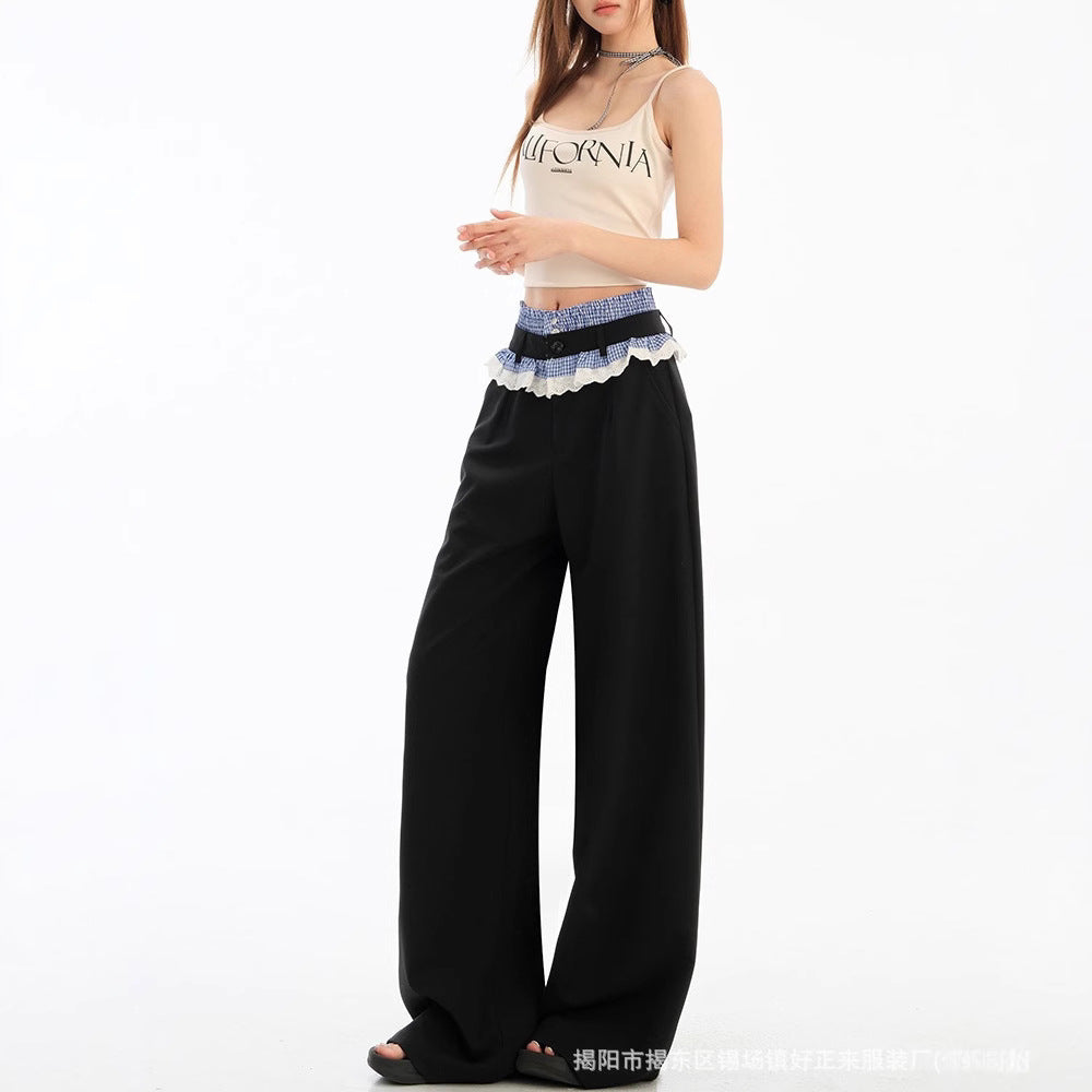 New Relaxed-fit Slimming Laid-back Draping Wide-leg Suit Pants