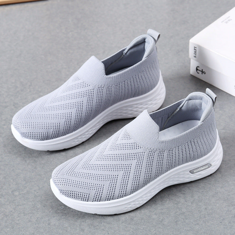 Afslappede mesh-sko strømpesko slip-on flade sko til kvinder sneakers afslappede bløde såler gåsko sportssko