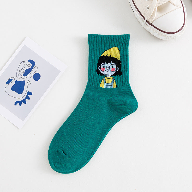 Women's New Mid-calf Cartoon Cotton Socks