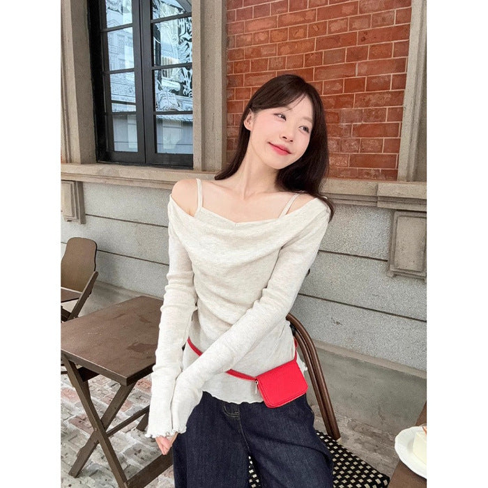 Fashion Fake Two-piece Off-shoulder Long Sleeve Women