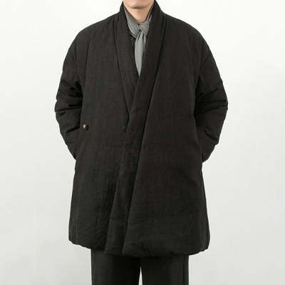Mens New Chinese-Style Cotton And Linen Padded Jacket