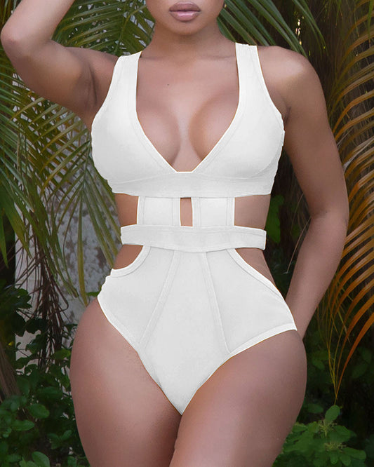 European And American Women's New Hollow Mesh Swimsuit