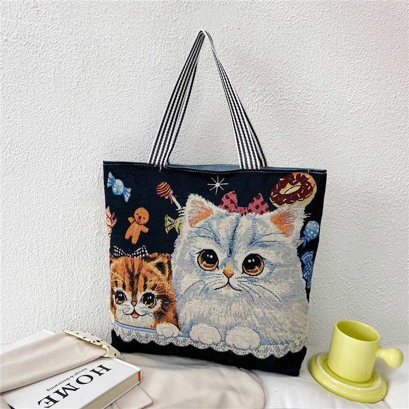 Student Portable Canvas Bag Literary Storage