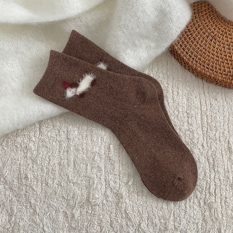 Women's Socks Winter Thickening Wool Socks Cartoon Scarf