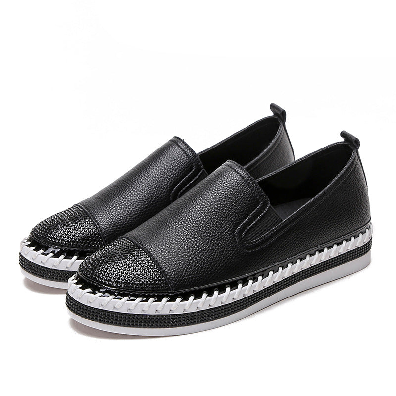 Hvide Sko Til Kvinder Slip-on Gravide Loafers Tyk Sål All-matching