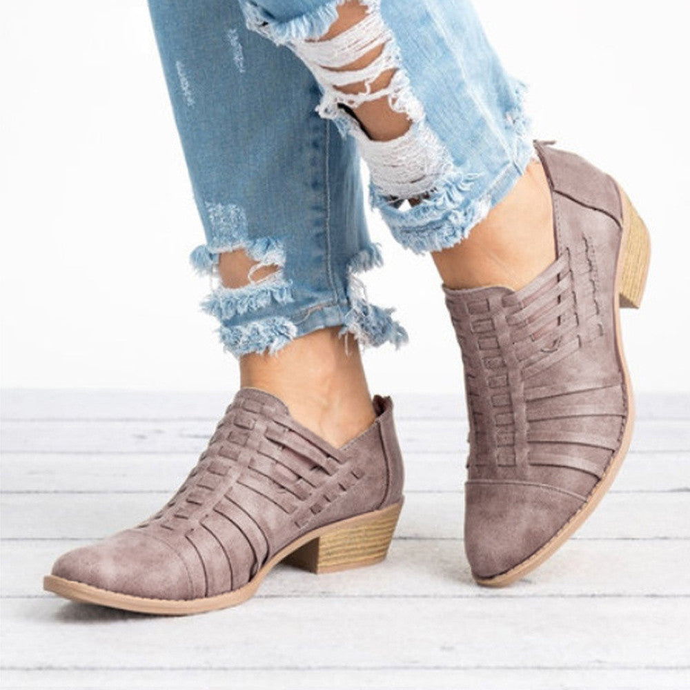 Retro Women's Solid Color Fashion Shoes