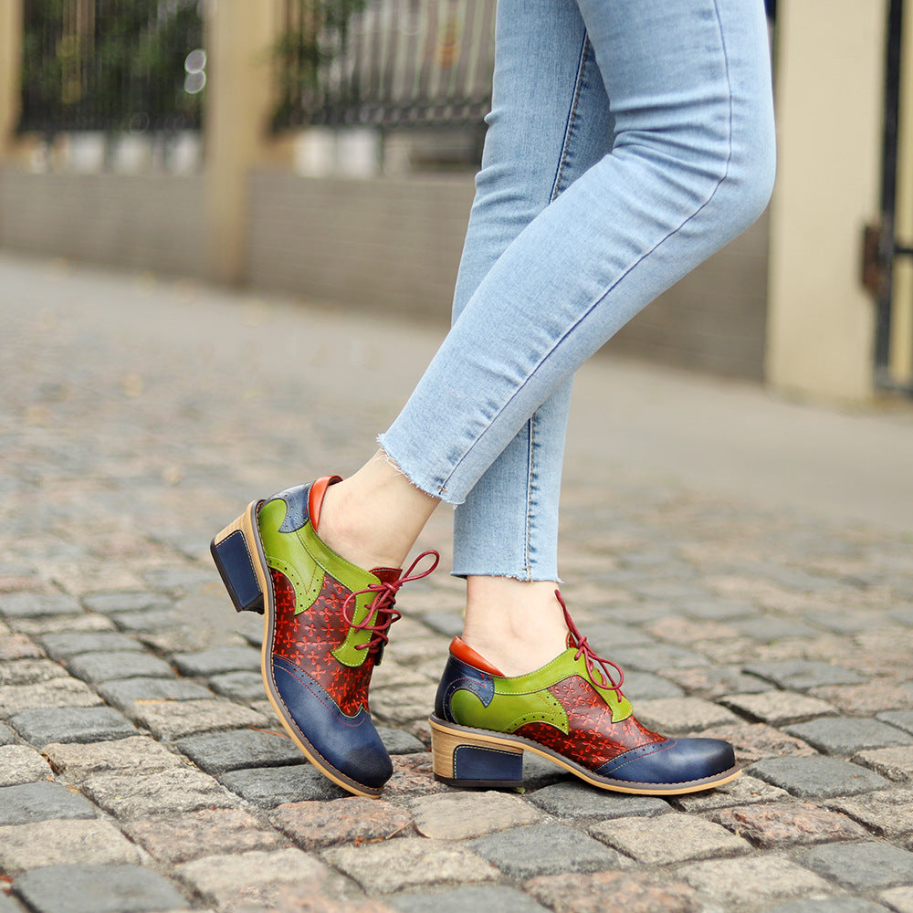 Casual Retro Ethnic Brock Stitching College Style Single Shoes