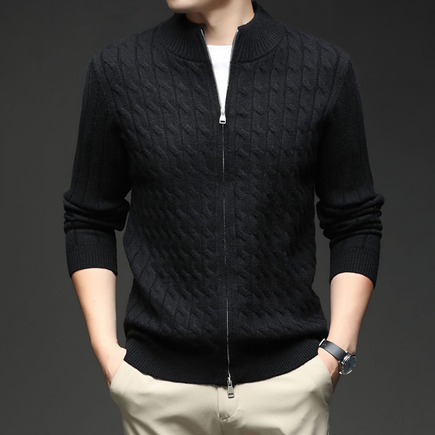 Mode Efterår Ny Lynlås Krave Sweater Mænd