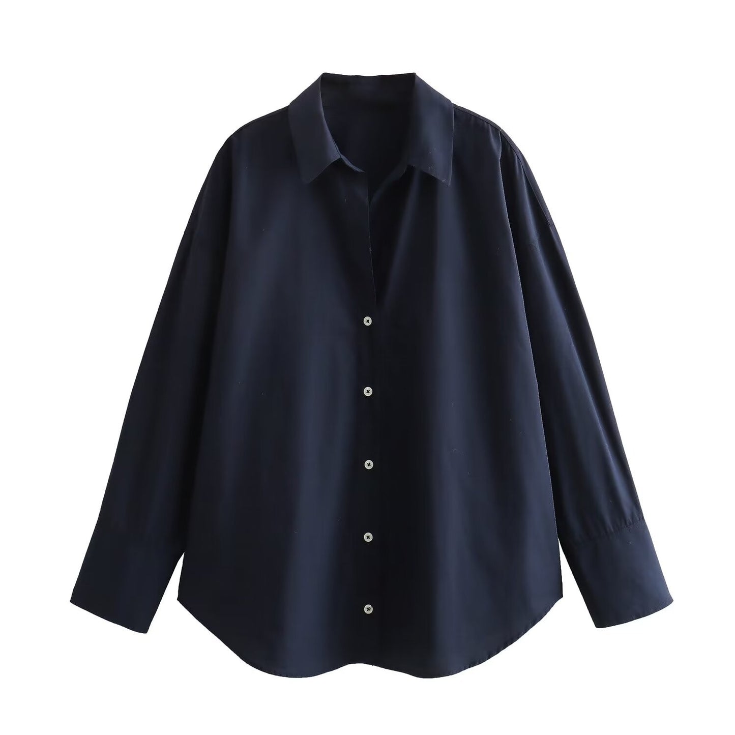 Women's Lapel Collar Multi-Color Long-Sleeve Single-Breasted Shirt