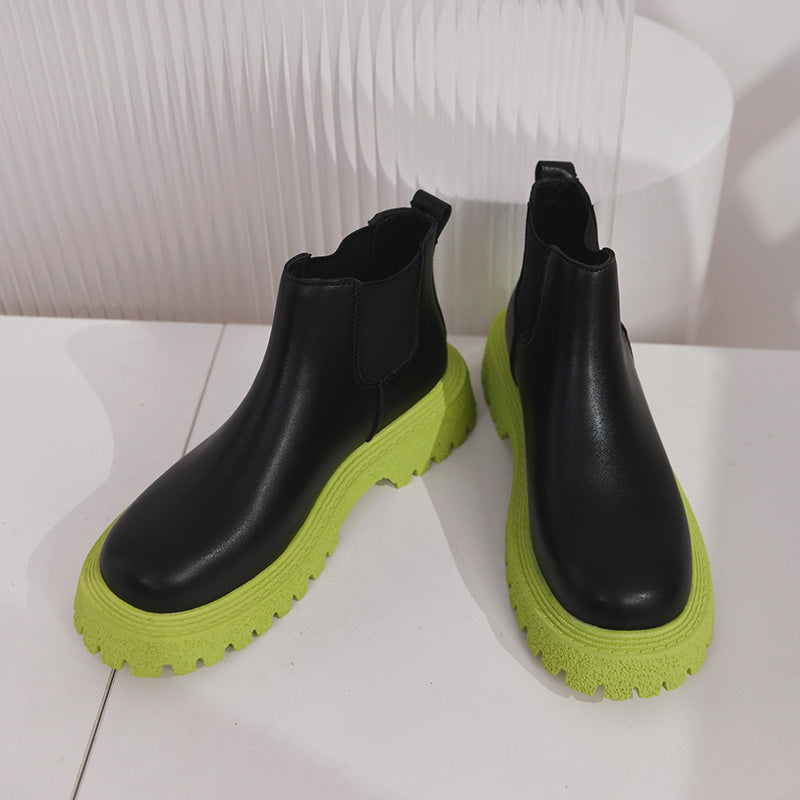 Boots Fried Street Wild Round Toe Thick-soled Street