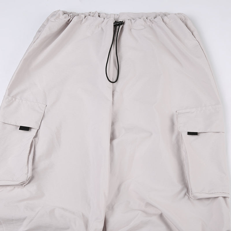 Street Loose Pocket Wide Leg Ladies Pants