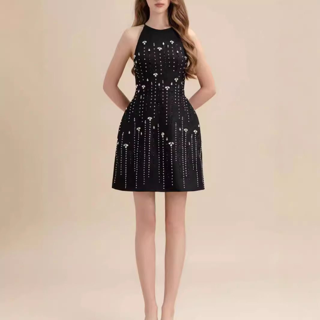 New Elegant Intricately Beaded Cocktail Mini Dress