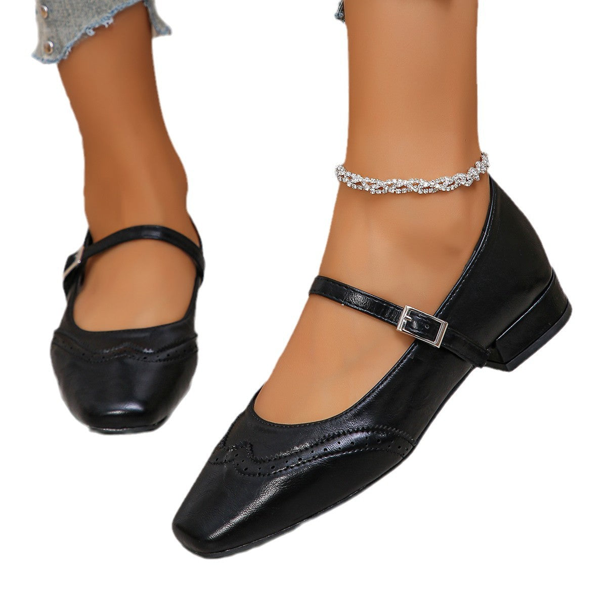 Nye Damer Casual Peep-toe Pumps Med En Enkel Remspænde