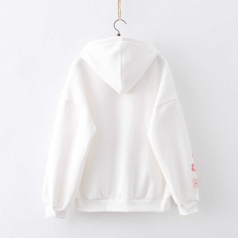 Plum Blossom Printed Hooded Sweatshirt Girl