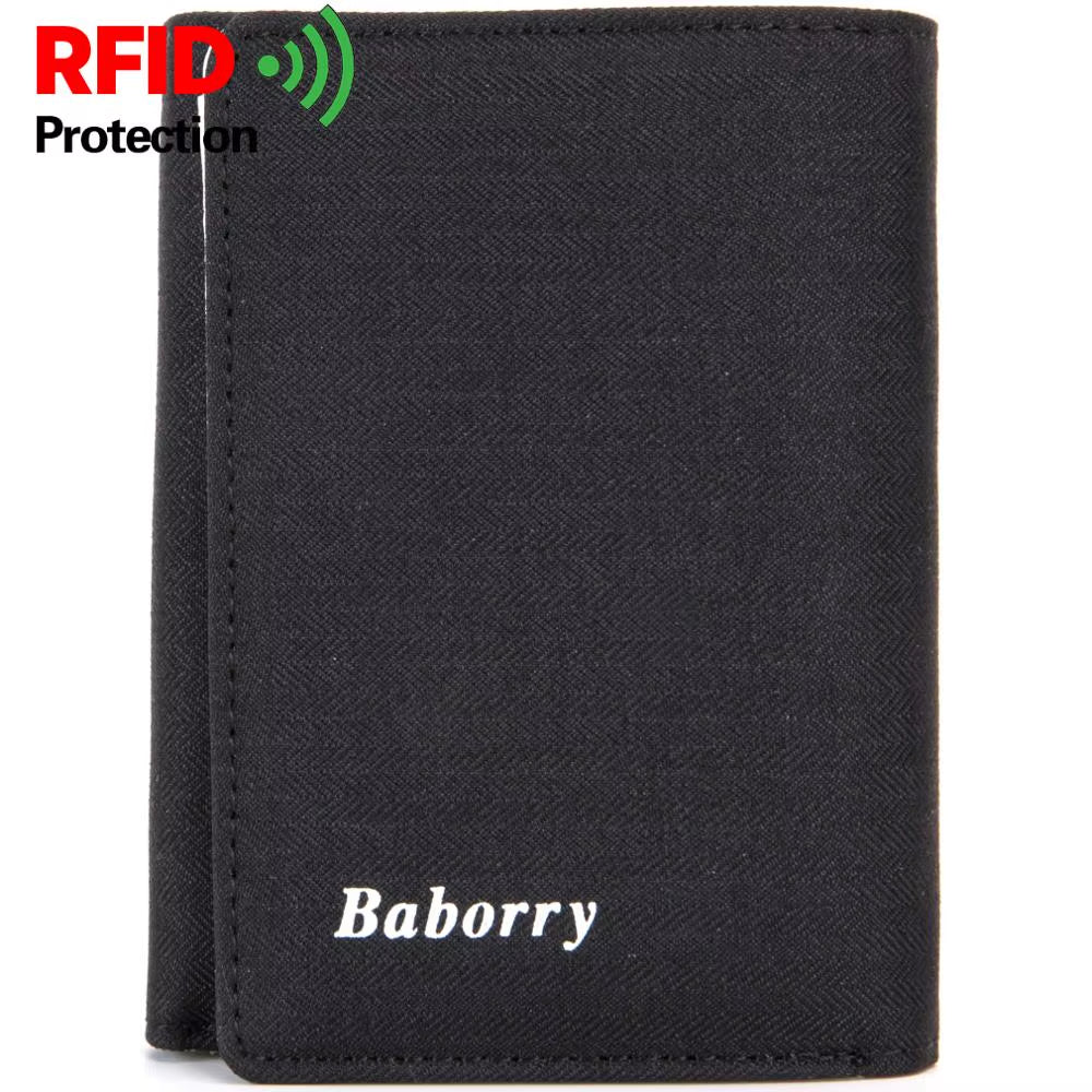 RFID Theft Protection Wallet Men'S Canvas Wallet Coin Purse Triple Folding Short Wallet Father’S Day Gift-123-10Sanze