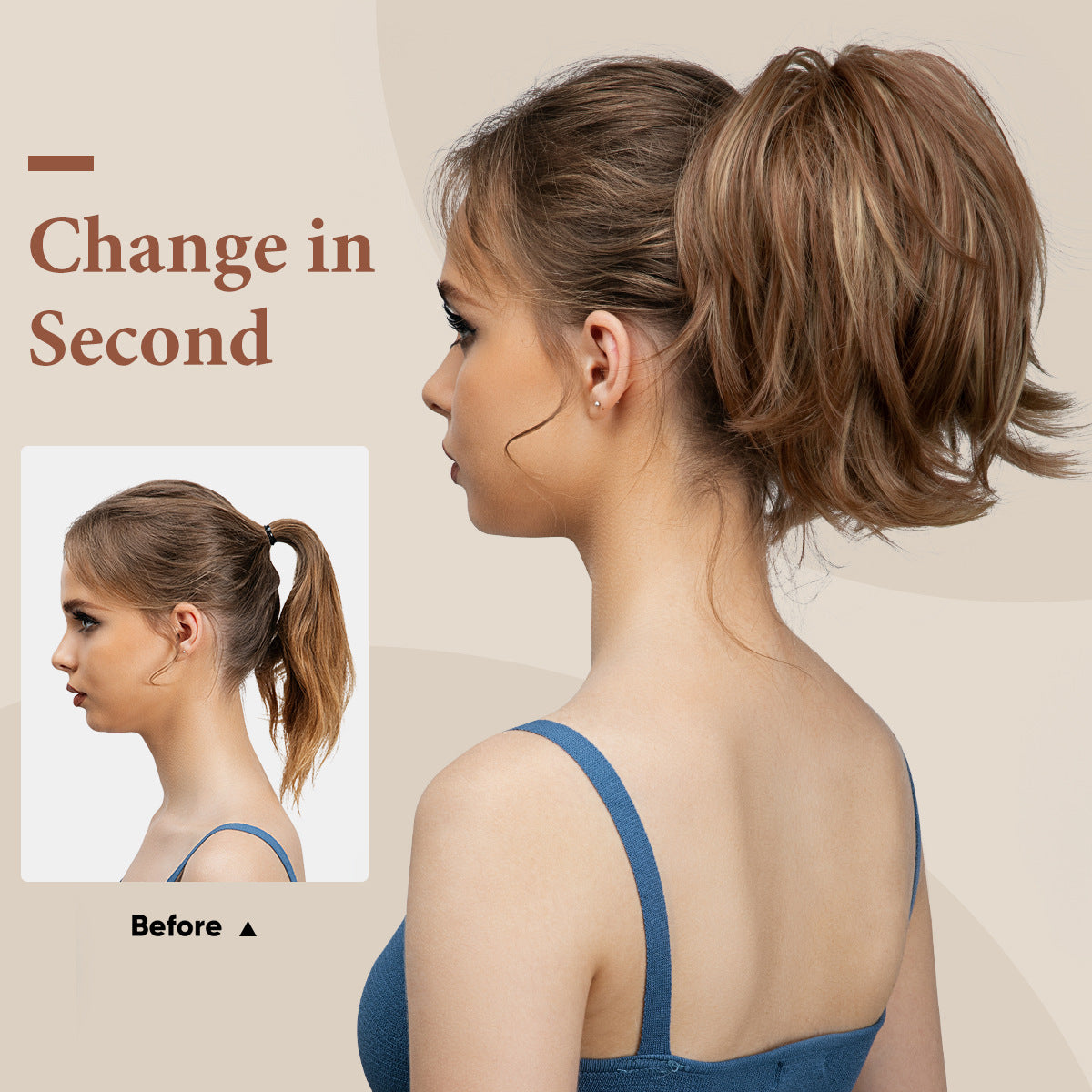 Wig Female Ponytail Short Grip Curly Hair