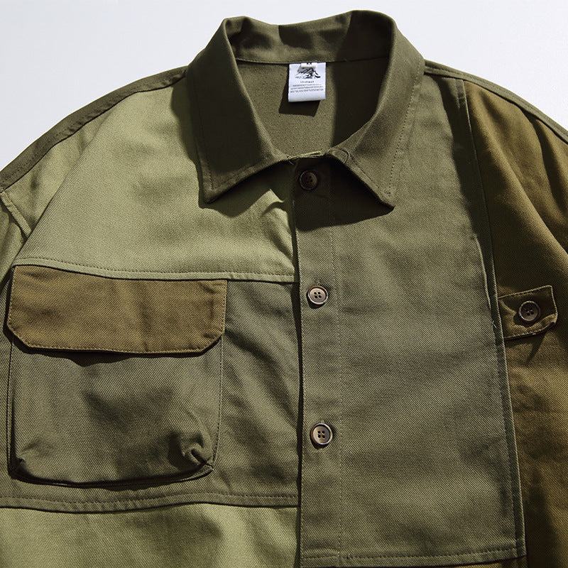 Loose Casual Military Block Shirt Men's Mountain