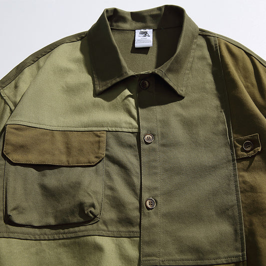 Loose Casual Military Block Shirt Men's Mountain