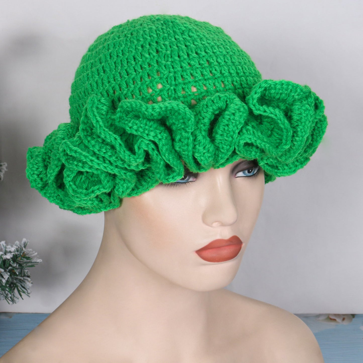 Knitted Lace Bamboo Hat Ruffled Hat Fashion
