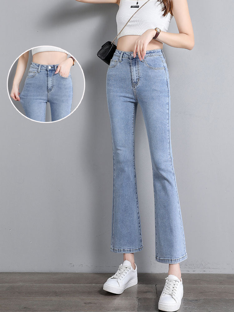 High Waist Slimming Stretch Micro Flared Cropped Trousers Women's Long Trousers