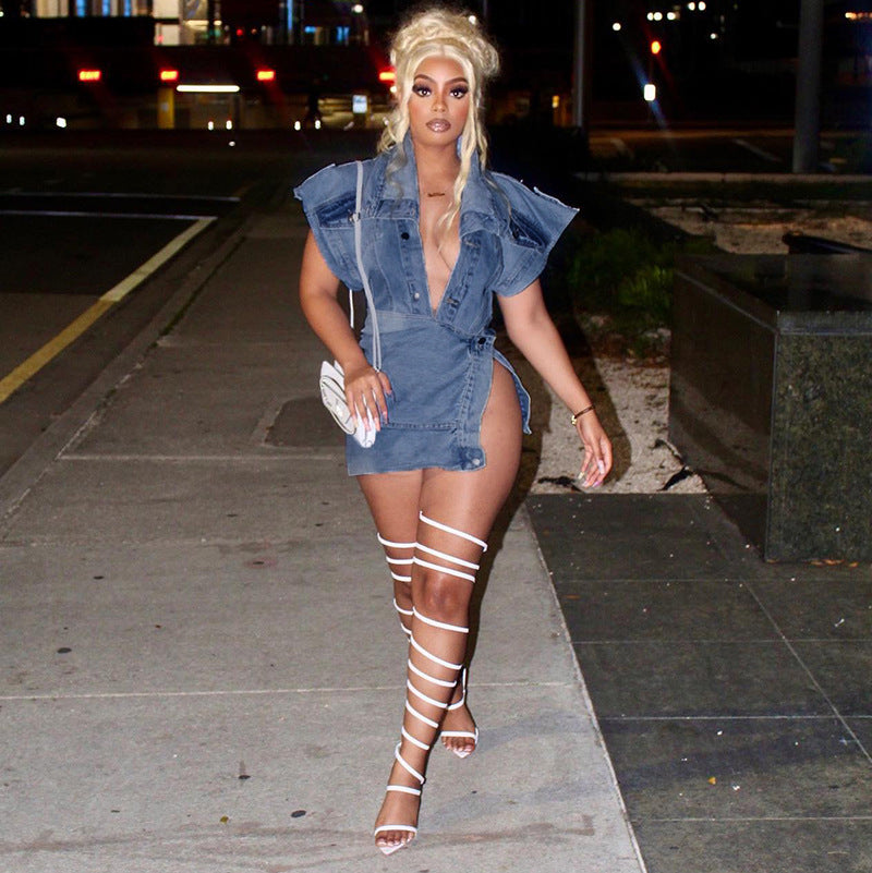 Fashion Women's New Casual Street Denim Skirt Suit Women