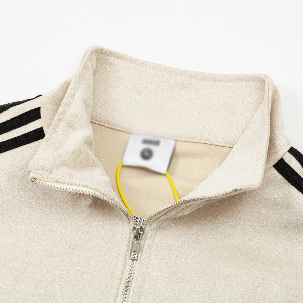 Retro Mixed Color Stripe Three-bar Sports Jacket Jacket