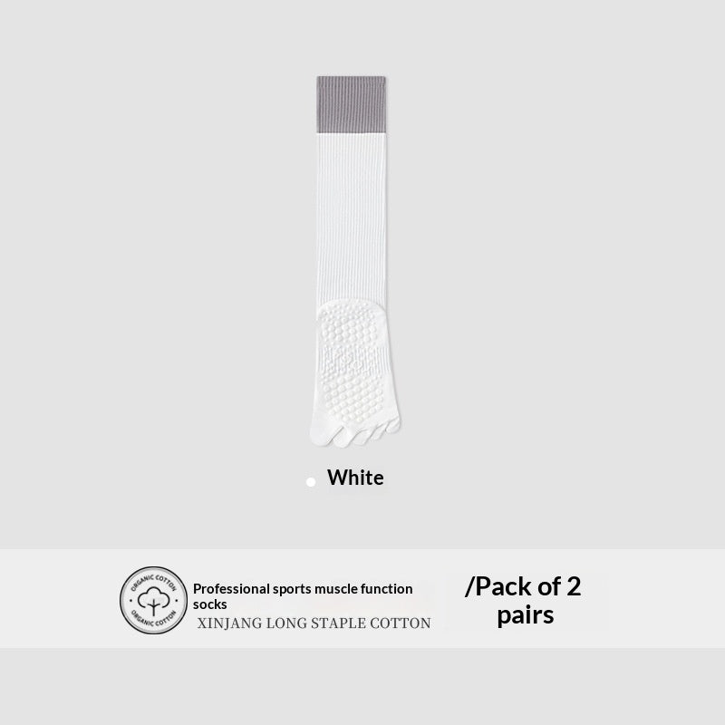 Womens Calf-length Fitness Socks For Running Muscle-support Compression Long Yoga Socks