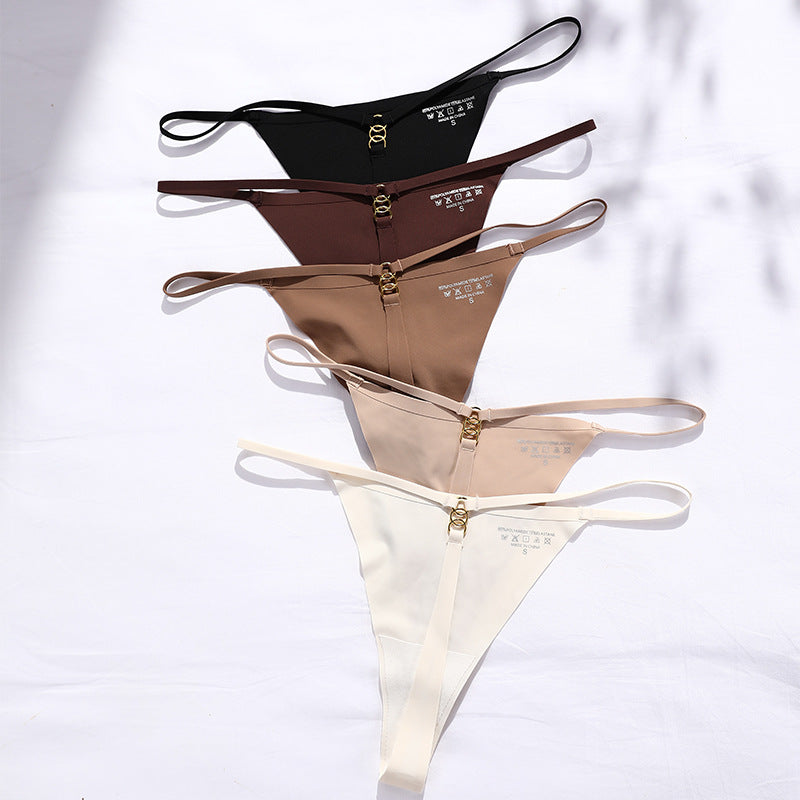 Women's Fashion Solid Color Spaghetti Strap Ring Buckle T Pants