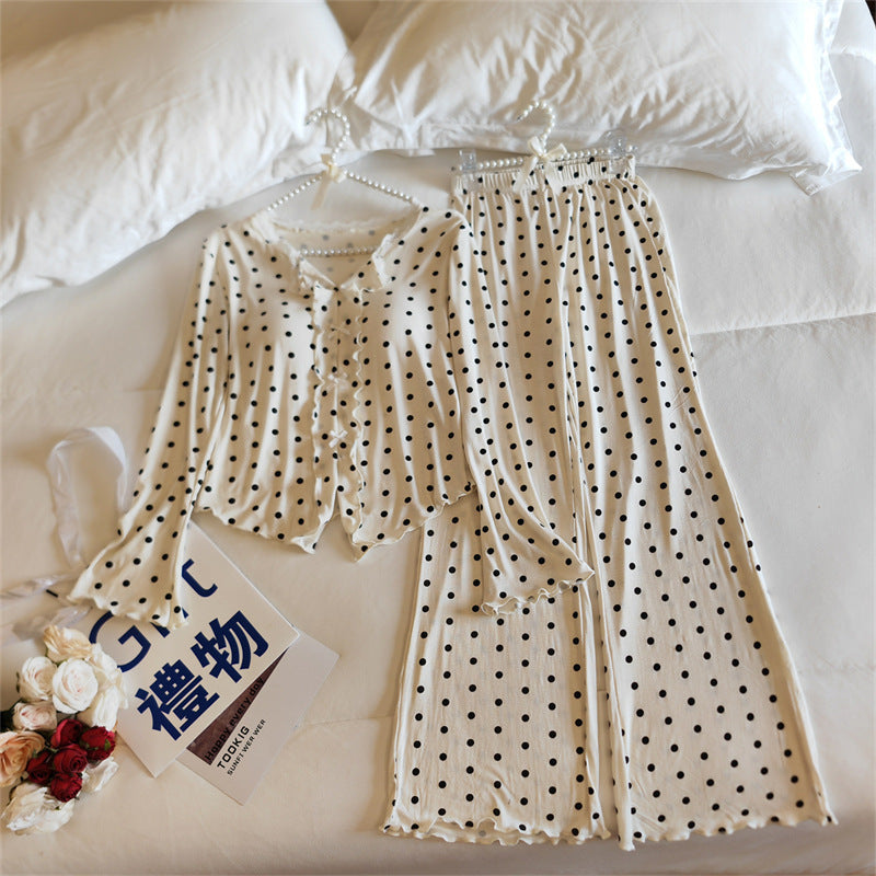 Womens Springautumn Long-sleeve Lightweight Pajama Set