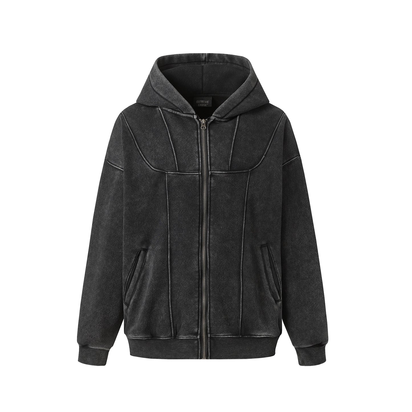 Vintage Fleece-lined Thickened Men's Women's Hoodie Long Terry Coat