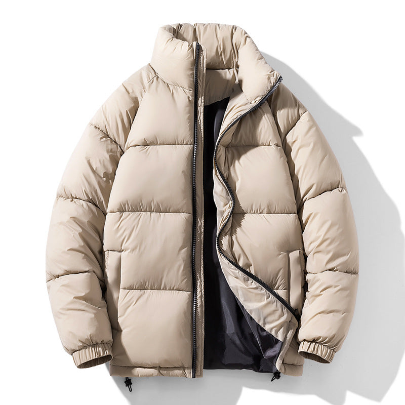 Pine Solid Color Stand Collar Winter Men's Cotton Jacket Fashionable Jacket