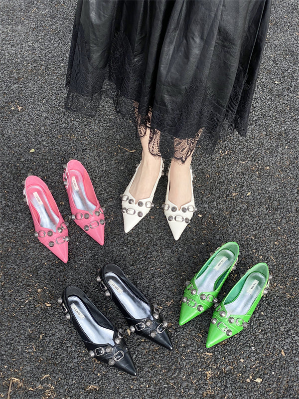Pointed Rhinestone Chain Single Shoes Spring And Summer