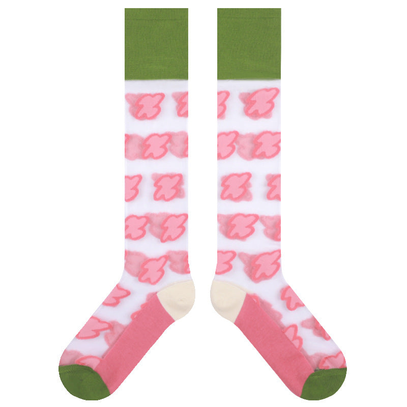 Summer Thin Breathable Transparent Glass Silk Socks Women