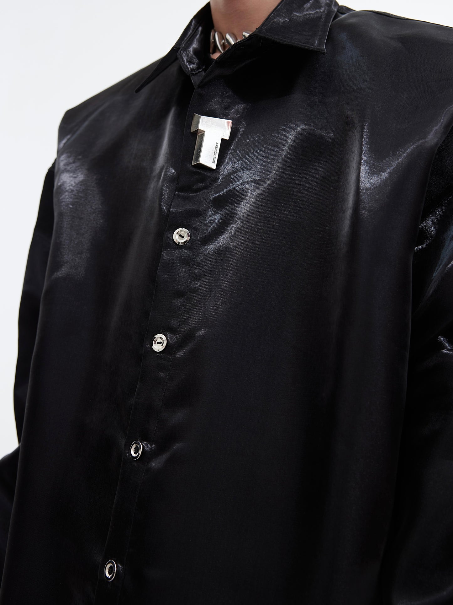 Padded Shoulder White Shirt Metal Embellished Loose High-grade Cardigan Jacket