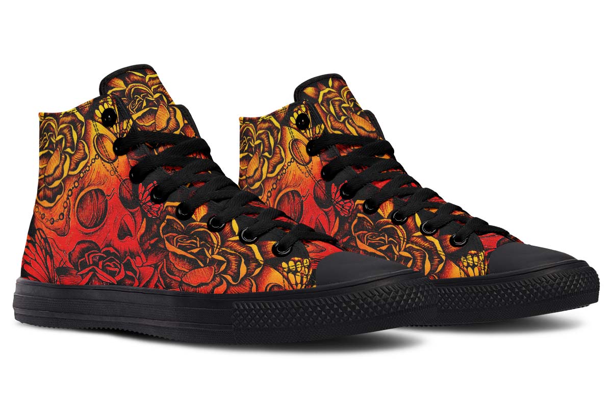 Men's And Women's Fashion Color Printing High-top Canvas Shoes