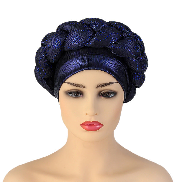 Beauty Strip Hot Drill Thick Braid Hat