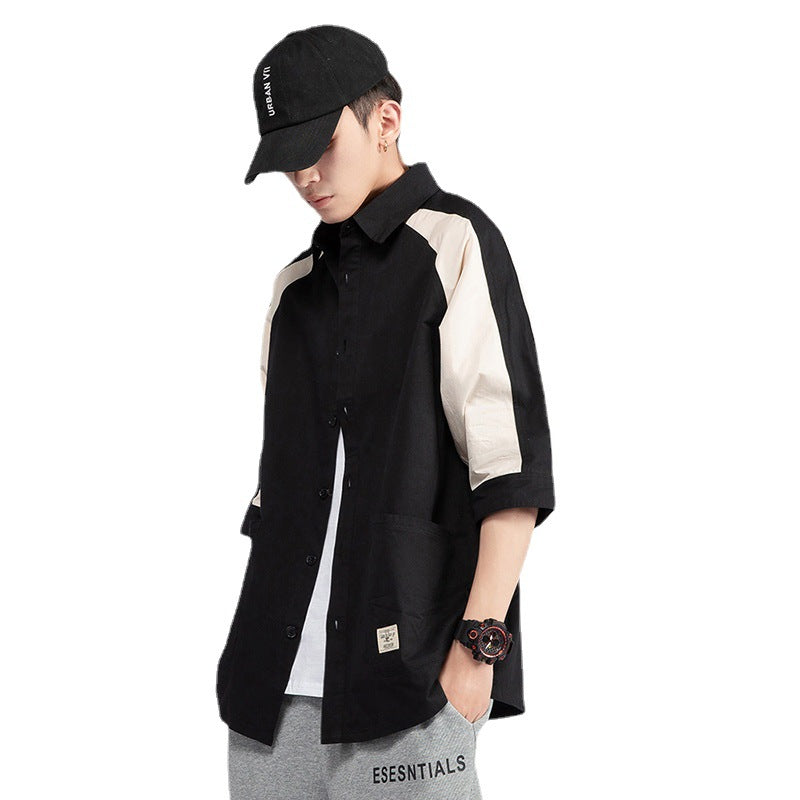 Men's Korean Style Colorblock Casual Shirt