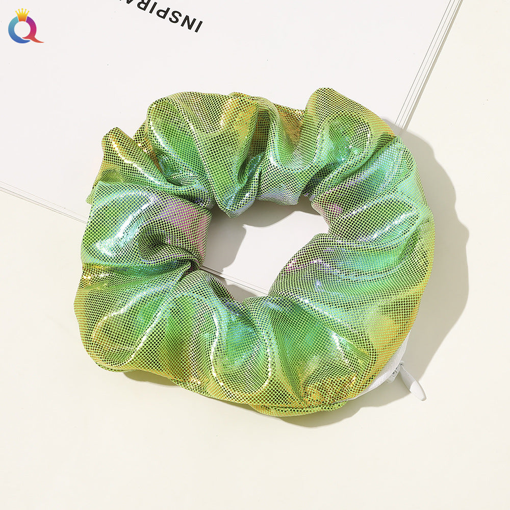European And American Printed Satin Zipper Large Intestine Hair Ring
