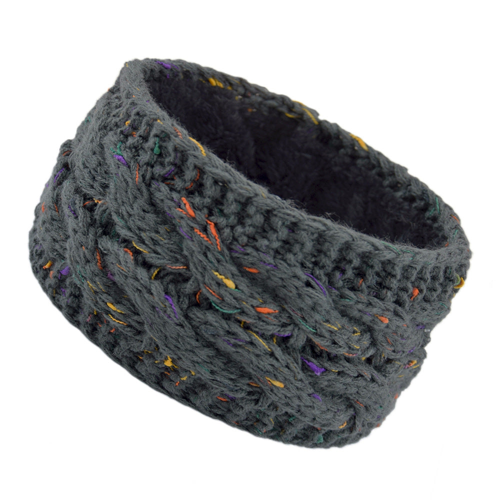 European And American Plus Velvet Knitted Hair Band Wool Color Dot Yarn Headband Variegated Warm Hair Accessories