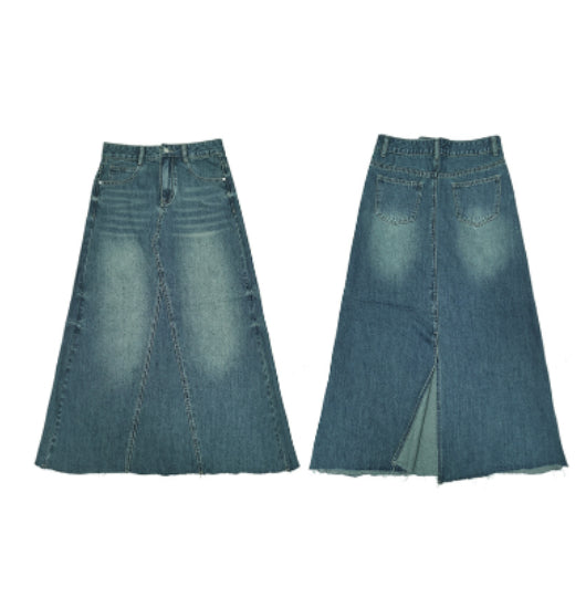 Fashionable With Side-slit Denim Skirt For Women