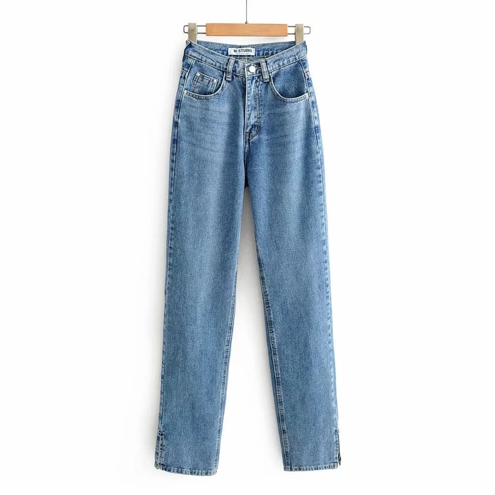 Side Slits And Mopping The Floor Are Thin Straight-leg Pants