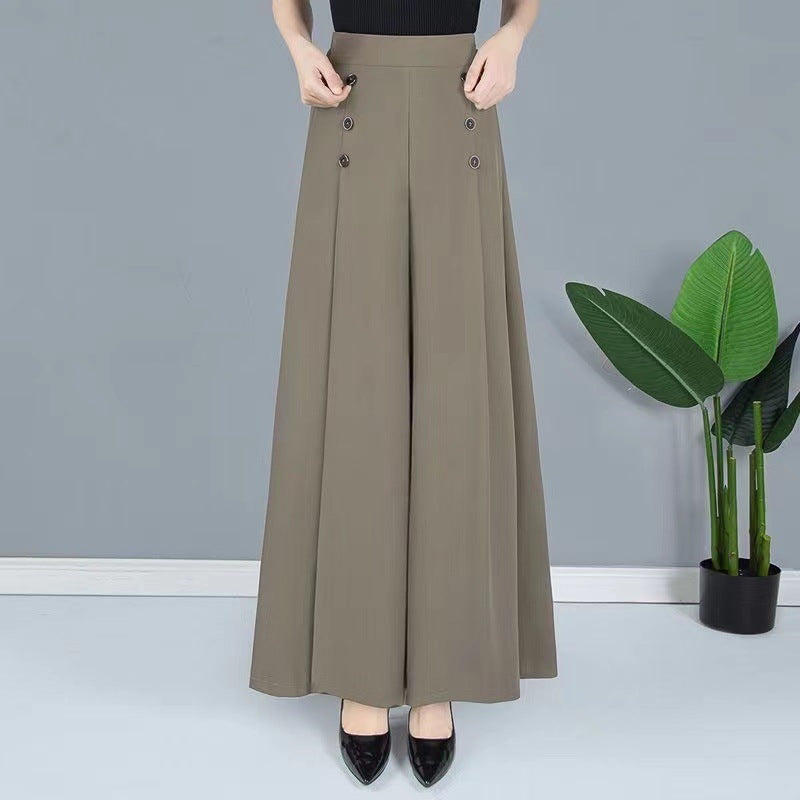 Slim Middle-aged Women's Trousers With Nine-quarter Skirt